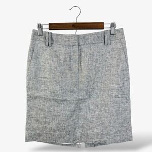 Loft Gray Pencil Skirt Size 2 Shimmer Metallic Linen Pockets Preppy Office
